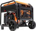 WEN GN625iX 6250-Watt RV and Transfer-Switch-Ready 120V/240V Open Frame Inverter Generator with CO Shutdown Sensor and Wheel Kit, Black/Orange