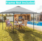 Canopy Replacement Top Cover with Air Vents for 12x12 Pop up Canopy Tent, Fit for 12x12 Pop up Gazebo, Waterproof & Anti-UV for Outdoor Shade (Frame Not Included) (Grey)