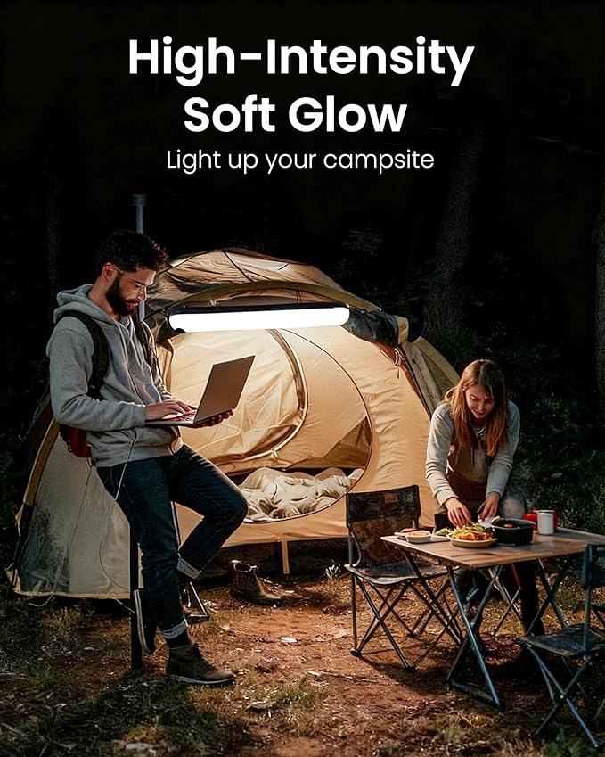 Solar Camping Lantern - Inflatable LED Lamp, USB Rechargeable, 4 Lighting Modes, IP66 Waterproof - Portable Collapsible Tent Light for Hiking, Survival Kits, Hurricane & Power Outage (Black)
