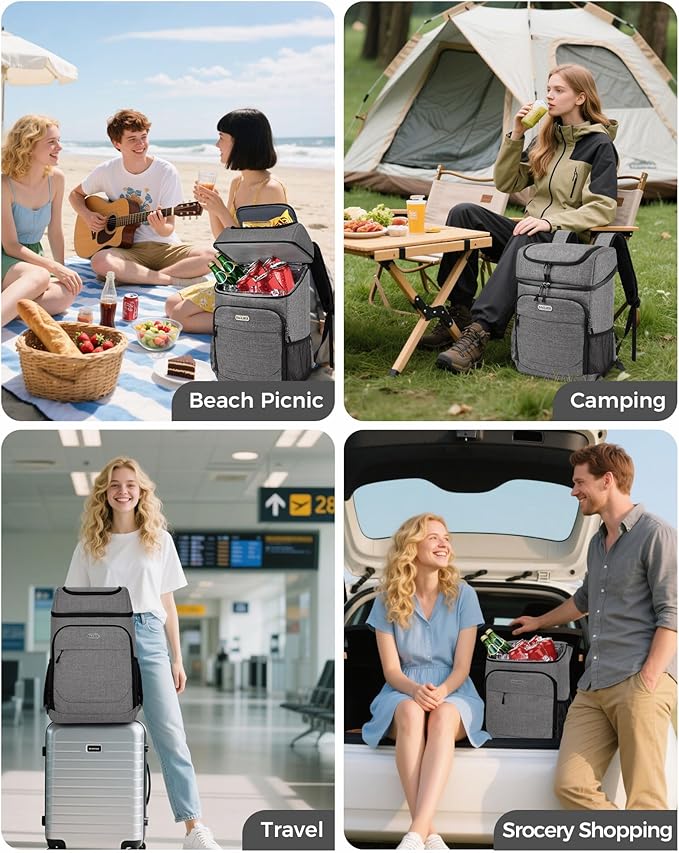 BAGLHER Lightweight Insulated Cooler Backpack - 30 Cans, Leak-Proof for Lunch, Picnic, Hiking, Camping Trips