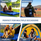 Camping Sleeping Pad with Pillow Built-in Foot Pump Inflatable Sleeping Mat Compact for Camping Backpacking Hiking Traveling - Blue