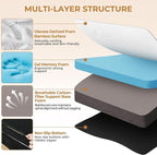 4 Inch Trifold Mattress, Queen Size Foldable Memory Foam Mattress with Viscose Derived from Bamboo Washable Cover, Folding Mattress Topper Floor Bed for Camping, Guest, RV, Ventilated
