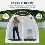 EighteenTek® Shower Tent Camping, 2-Room Portable Changing Room, Outdoor Shower Enclosure, Pop Up Privacy Tent Shelter with Floor & Doors, Waterproof & Lightweight, Camping Toilet Bathroom