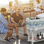 VINGLI 80 Quart Rolling Ice Chest, Portable Patio Party Bar Drink Cooler Cart, with Shelf, Beverage Pool with Bottle Opener