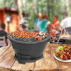 Happygrill Cast Iron Hibachi Charcoal Grill, Portable Japanese BBQ Grill w/ 12” Double-Sided Grate, Air Regulating Door & Fire Gate, Outdoor Tabletop Hibachi Grills for Camping, Picnic