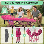 Suteck Camping Cot, Folding Camping Cot Bed for Adults Sleeping 1200D Double Layer Oxford Portable Folding Outdoor Cots for Camping W/Soft Pad Carry Bag for Home Office Nap Beach Travel, 500LBS,