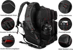 LHI Military Tactical Backpack for Men and Women 45L Army 3 Days Assault Pack Bag Large Rucksack with Molle System - Black With Red Line