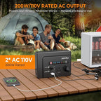 Powkey Portable Power Station 200W, 146Wh Portable Solar Generator Battery Pack with 2 Pure Sine Wave AC Outlets/4 USB A/1 DC Port, Lithium Battery Backup Power Supply for Camping Travel Outdoor Home