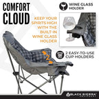 Black Sierra Oversized Camping Chair for Adults – 400 lb Heavy Duty Folding Chair with Cup Holders & Carry Bag
