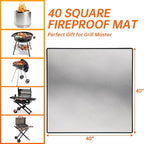 DocSafe 40 x 40 inches Square Fire Pit Mat,4-Layer Fireproof Under Grill Mat Heat Insulated Indoor Fireplace Pad Protector for Deck,Patios,Grass,BBQ Smoker, Portable Reusable Oil-Proof and Waterproof