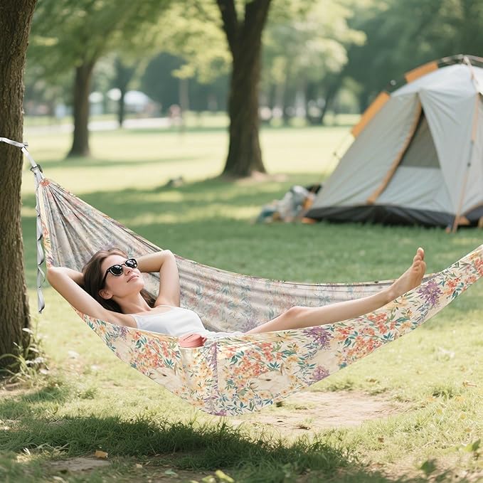 Flowers and Alpacas Hammocks for Camping with Hanging Rope Indoor Hammock for Camping & Hiking Essential