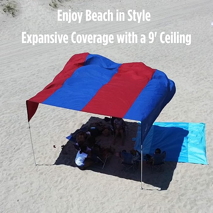 MillionShades® Beach Shade Canopy – Grande 14 ft x 14 ft Wind-Propelled™ Sun Shade for Beach with UPF 50+, 360° Views, Quiet & Lightweight Design, Easy Setup Tent - Windproof Beach Shelter