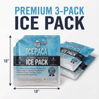 Ice Pack for Coolers, (3 Pack) High Performance, Reusable Long-Lasting Cold Pack for Lunch Boxes, Camping, Travel & Marine Use – Non-Toxic, Leakproof, No Watery Mess