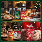 18 Pack Christmas Can Cooler Sleeves Beer Drink Can Bottle Cooler Sleeves Cooler Collapsible for Christmas Holiday Party Decorations Supplies Favors