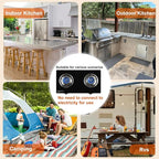 2 Burner Propane Gas Stove, 29,000 BTU High-Efficiency Auto Ignition Heavy-Duty Tempered Glass Cooktop, Includes CSA Regulator & Hose, for Outdoor Camping & Emergencies