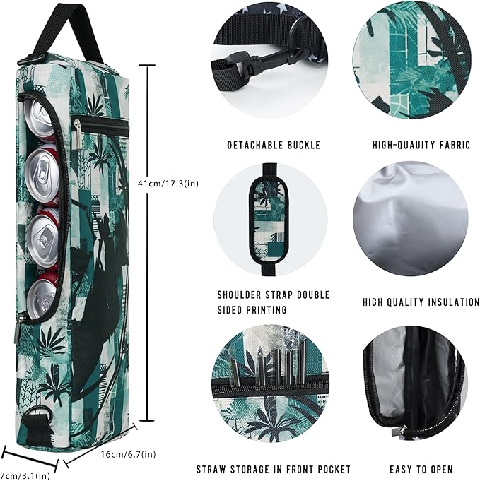 Golf Cooler Bag Plus Ice Pack Soft Sided Insulated Cooler Bag- Holds 6 Pack of Cans or 2 Wine Bottles - Grey Camo Golf Beer Sleeve Black Fits Discreetly in Golf Bags