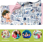 Personalized Toddler Nap Mat for Preschool, Custom Name Kids Sleeping Bag for Daycare, Kindergarten Roll Up Sleeping Mat with Removable Pillow and Soft Blanket, Fun Themes for Boys & Girls