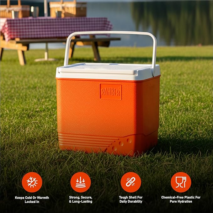 Small Cooler Hard Shell, Ice Chest with Retractable Handle, Small Hard Cooler Box with 3–4 Day Ice Retention, Car Cooler for Picnic, Beach, Work & Travel
