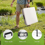 Simple Deluxe Foldable Table - Heavy Duty Portable Plastic Top & Steel Legs, Built-in Handle for Indoor Outdoor Party, Camping, Adjustable Height (22"/30"/36"), White 4FT