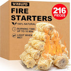 216 Natural Fire Starter - for fireplaces, Camping Campfires, Pizza ovens, fire pits, and Grills. This Product Does not Contain self-Heating Capabilities and Requires an External igni