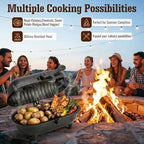 Enhon Cast Iron Baked Potato Cooker Latch, Cast Iron Potato Roaster for Wood Burners, Multifuel Stoves and Open Fires, Campsite Cooker for Flavorful Potatoes, Uniform Heating