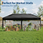 10x20 Pop Up Canopy with 0/4/6 Sidewalls, Beach Ten with One Push Setup, Heavy Duty Outdoor Instant Canopy Tent with Portable Roller Bag, Silver Coated Top, 3 Adjustable Height, Sandbags