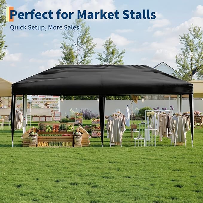 10x20 Pop Up Canopy with 0/4/6 Sidewalls, Beach Ten with One Push Setup, Heavy Duty Outdoor Instant Canopy Tent with Portable Roller Bag, Silver Coated Top, 3 Adjustable Height, Sandbags