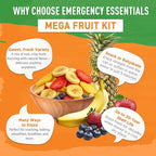 Emergency Essentials MEGA Fruit Kit | Freeze Dried & Dehydrated Fruit Variety | 119 Servings | Up To 30 Year Shelf Life | Apples, Strawberries, Blueberries, Peaches, Bananas, Pineapple