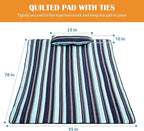 Lazy Daze Hammocks 2 Person Hammock Pad and Pillow Set, Double Polyester Quilted 78" x55" Replacement Pad for Rope Hammock, Aqua Navy