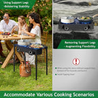 Karl home 2 Burner Propane Gas Stove, 15,0000 BTU Camping Cooker with Removable Legs & Adjustable PSI Regulator for Baking Frying Backyard Cooking BBQ Outdoor