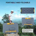 VTOMAN VS400 Portable Solar Panel 400W 40V, 23% Efficiency Foldable Solar Panel w/ IP67 Waterproof & MC-4 Anderson XT60 DC5521 Adapters & Adjustable Kickstands, Off-Grid Power for Home & Camping