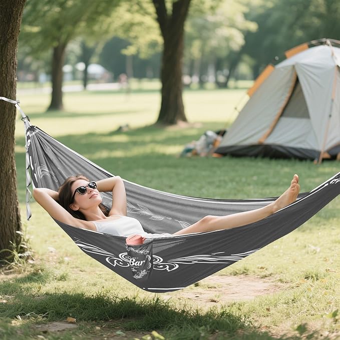 Coffee Bar Finely Home Camping Hammock Single Portable Hammocks 330 lbs Capacity with 2 Tree Straps and Attached Carry Bag,Perfect for Outdoor,Indoor,Beach,Camping,Travel