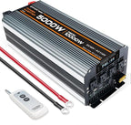 Power Inverter DC 48V to AC 110V/120V Converter with LCD Display, Wireless Controller, Cable Pair,AC outlets USB.RV Travel,Suitable for Camping,and Off-Grid Solar Systems (5000w -48v)