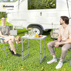 Outsunny 23" Folding Camping Table with Height Adjustability, Lightweight Portable Table with Carry Handle, Outdoor Folding Table Camping Accessories