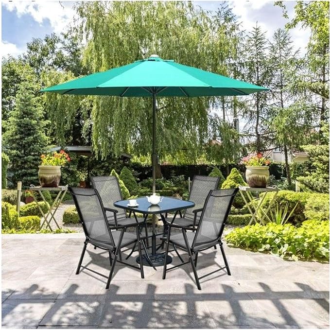 Folding Patio Chairs 4-Pack, Outdoor Camping Chairs Steel Frame Textilene Portable Beach Chairs 250lbs Capacity