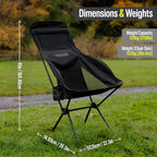 TSE HC100 Camping Chair, 3.36lbs Lightweight Folding Chair with Cup Holder, Portable and Easy to Carry for Camping, Beach, Hiking, Urbain, Festival or Garden (Black)