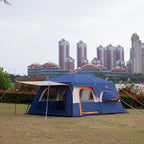 KTT Extra Large Tent 10-12-14 Person(Style-B),Family Cabin Tents,2 Rooms,3 Doors and 3 Windows with Mesh,Straight Wall,Waterproof,Double Layer,Big Tent for Outdoor,Picnic,Camping,Family Gathering