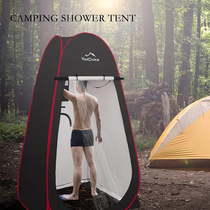 Your Choice 3.9x3.9x6.9FT Pop Up Privacy Tent, Large Portable Camping Changing Room with 2 Storage Pockets & 4 Sandbags, Outdoor Shower & Toilet Shelter for Beach, RV, Camping & Hiking