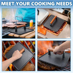 SafBbcue 10" Square Cast Iron Burger Press Smash Burger Griddle Weight Press for Blackstone, Pitboss, Camp Chef Flat Top Grills Accessories, Bacon Press for griddle for Grill Cooking Accessories, 2PCS