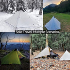 3F UL Gear Lanshan1 Ultralight Tent 3/4 Season Portable Backpacking Tent for 1-Person 15D Silicon Coated Waterproof Poleless Double Layer Tent for Camping, Climbing, Hiking