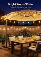 Brightown 202FT Solar String Lights Outdoor Waterproof, Patio Lights with Remote and 65+2 LED Shatterproof Bulbs, Dimmable & Timable, 3 Light Modes, Solar Lights Outdoor for Yard Camping Party Outside