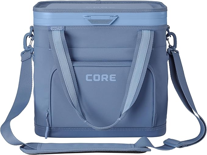 CORE Magnetic Zipperless 24 Can Soft Cooler | Insulated HardBody Liner Ice Chest Box | Best Portable Soft Cooler for Food & Beverages for Tailgating, Car Camping, and Family Beach Picnics
