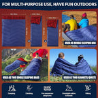 XL Queen Size 2 Person Double Sleeping Bag for Adults, Lightweight Compact with Flannel Liner & Thermolock Draft Tube, Machine Washable All Season Camping Travel