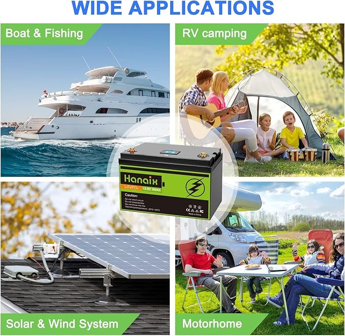 12V 100Ah LiFePO4 Lithium Battery, Built-in 100A BMS, Up to 8000 Cycles, for Solar Energy Storage, Backup Power, RV, Camping, Off-Grid