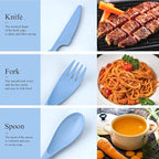 4 Sets Portable Utensils Set with Case, Travel Utensils Fork and Spoon Set for Lunch Box Accessories, Reusable Lunch Utensils Set for Work, Travel Accessories Camping Utensil Set and Home Use