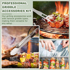 20PCS Griddle Accessories Kit, Flat Top Grill Accessories Set for Blackstone and Camp Chef, Grill Spatula Set with Enlarged Spatulas, Basting Cover, lron Smash Burger Press for Outdoor Barbecue