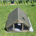 Large Luxury Inflatable Camping Tent Cotton Canvas Tent, Breathable and Waterproof Air Tent with Skylight and Stove Jack Hole for for 4-6-8-10 Person Family Camping
