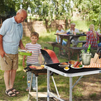 Outvita 3ft Portable Folding Camping Table, Outdoor Waterproof Adjustable Height Table, Aluminum Lightweight Suitcase Foldable Table for Picnic BBQ Beach Dining