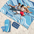 Everlasting Comfort Large Beach Blanket Waterproof & Sandproof - 128” x 108” /10.7ft x 9ft - Lightweight Picnic Mat, Camping Necessities for 10 People - Accessories for Outdoor Festivals - Blue