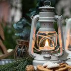 Feuerhand Outdoor Kerosene Fuel Lantern, German Made Weather Resistant Baby Special 276 Galvanized Hurricane Lamp for Camping or Patio, 10 Inches, Soft Beige